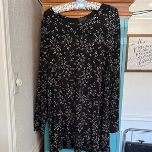 J. Jill Black Dress with White Leaf Print